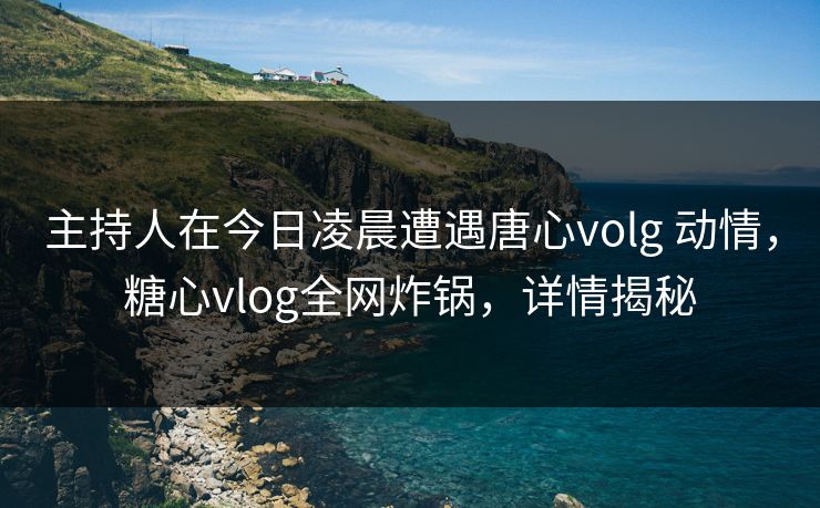 主持人在今日凌晨遭遇唐心volg 动情，糖心vlog全网炸锅，详情揭秘